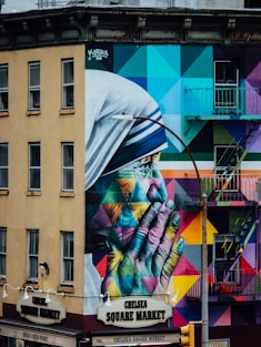 a large mural on the side of a building