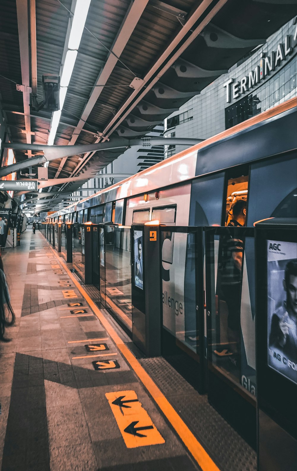 white train in train station