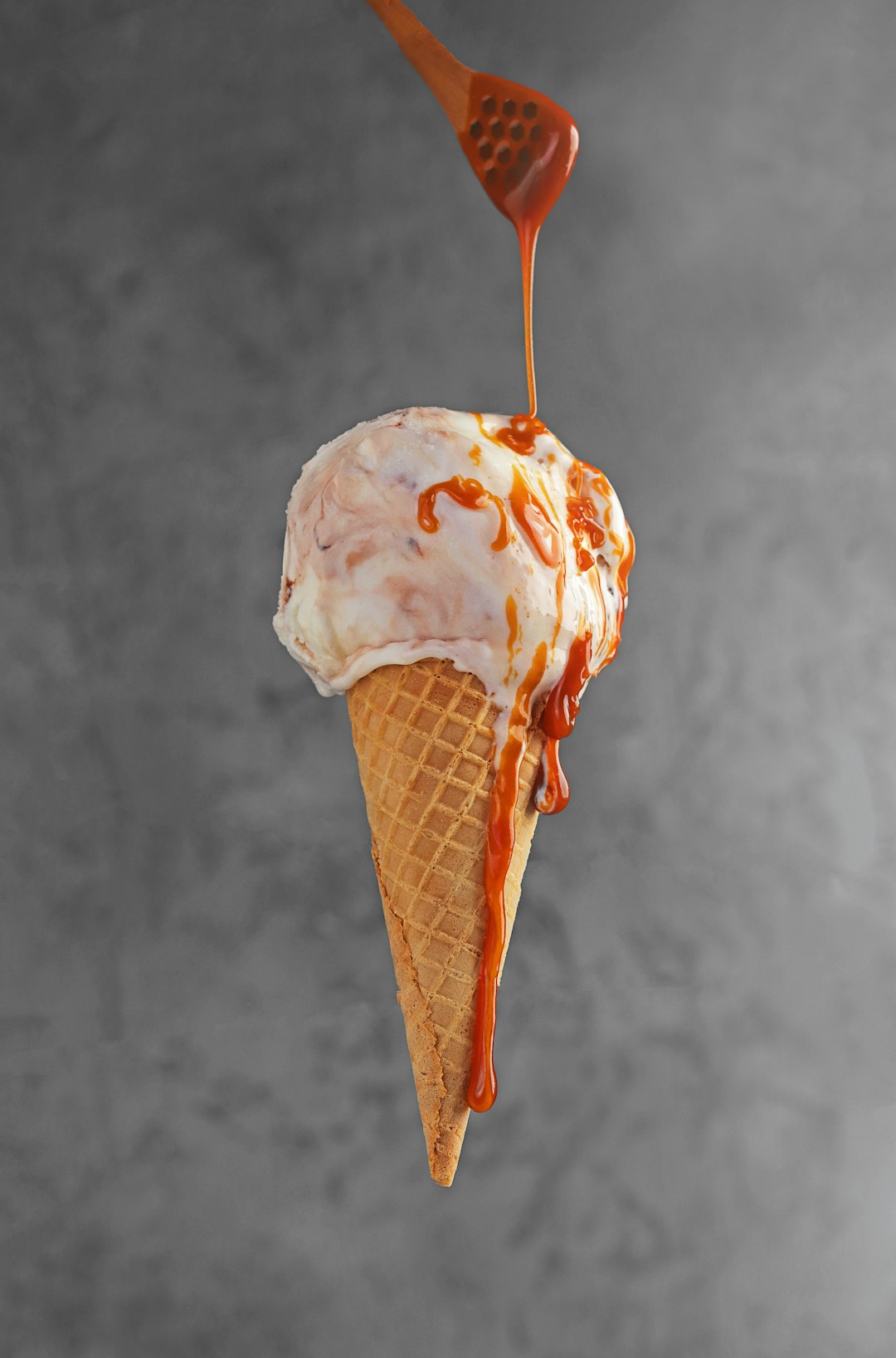 ice cream on brown cone