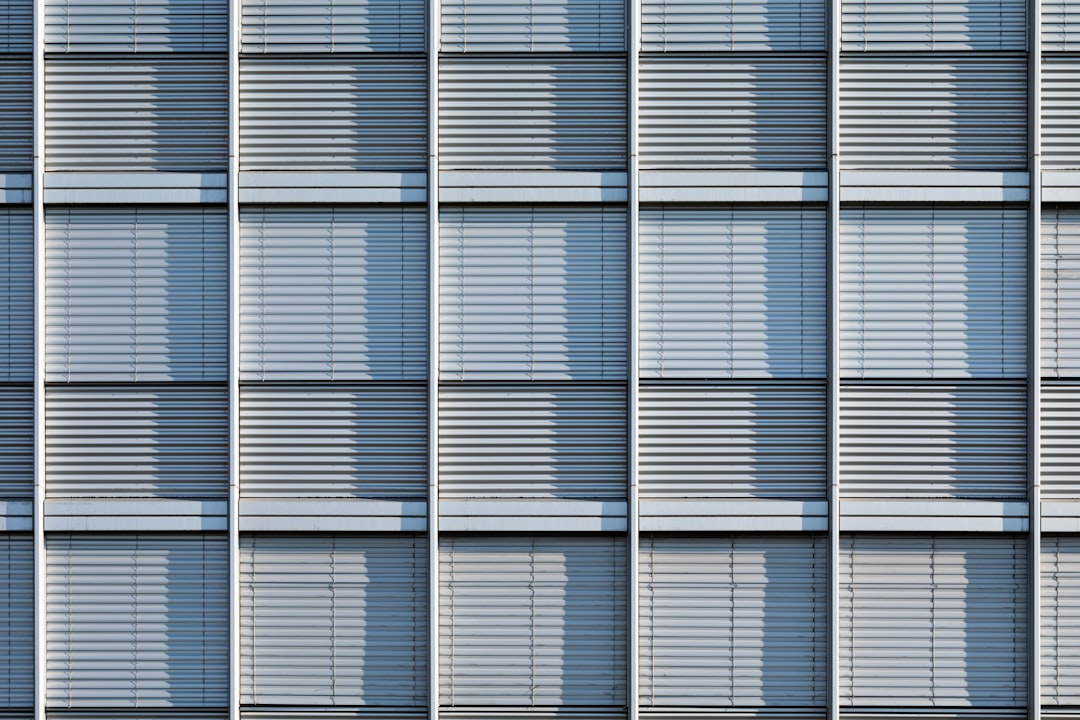 white and blue window blinds