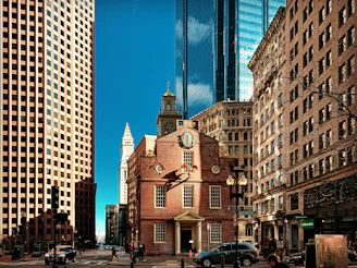 Photo of downtown Boston and the Old State House.