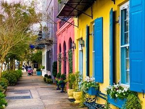 yellow and blue concrete building