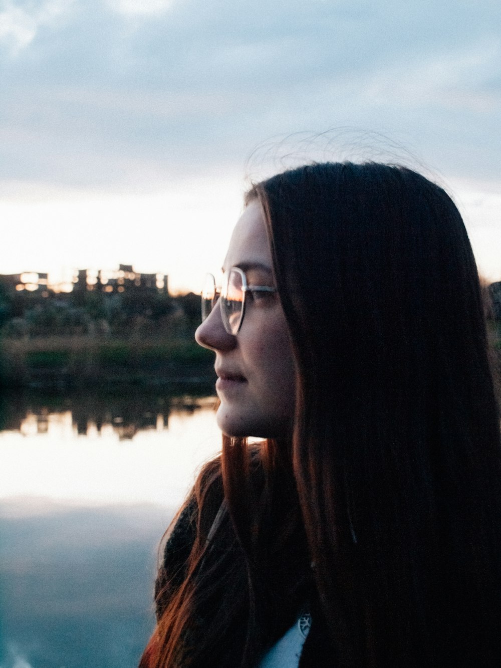 woman in black framed eyeglasses