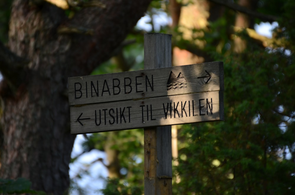 brown wooden signage on brown tree