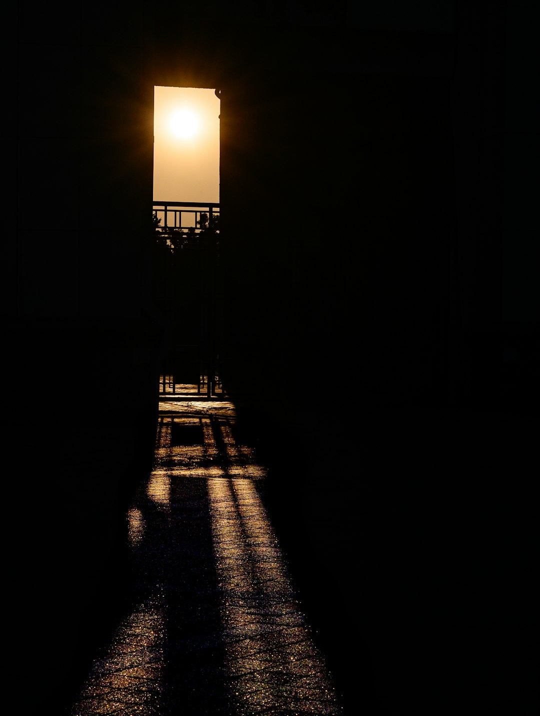 lighted lamp post during night time