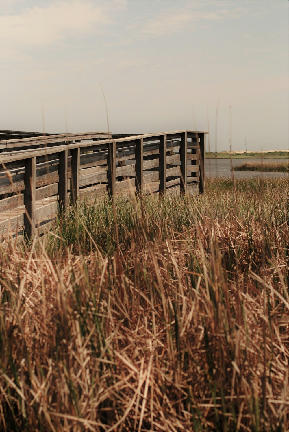 recinzione di legno marrone sul campo di erba marrone durante il giorno