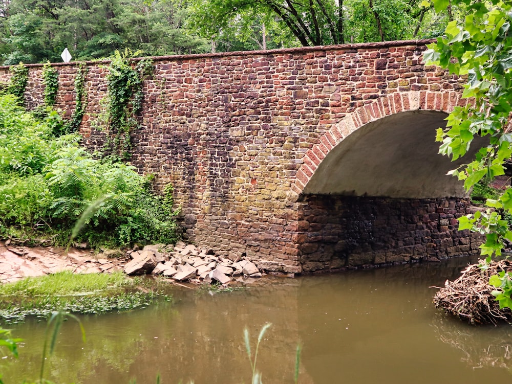 brown brick bridge over river