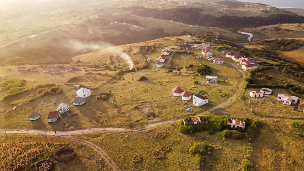 aerial view of green grass field during daytime