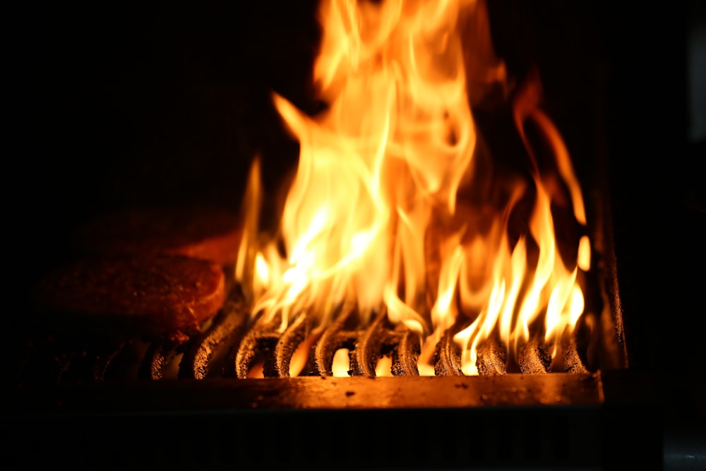 fire on brown wooden table