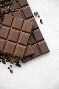 chocolate bar on white table