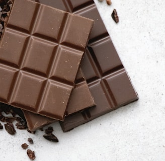 chocolate bar on white table