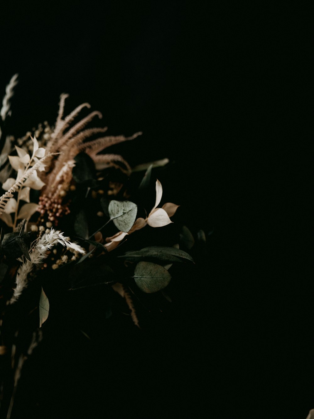 white flower with green leaves