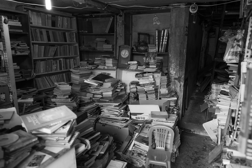 books on shelves in library