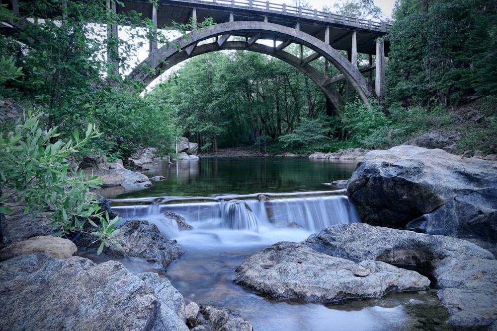 川に架かる灰色のコンクリート橋