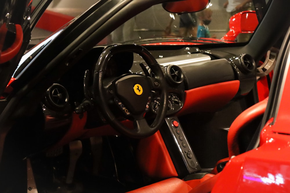 black and red bmw car interior