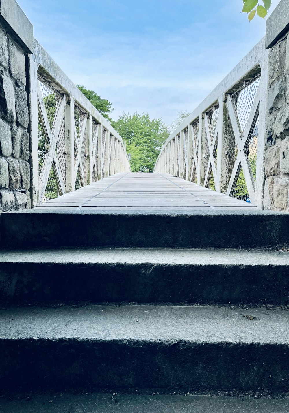 gray concrete staircase under white sky during daytime