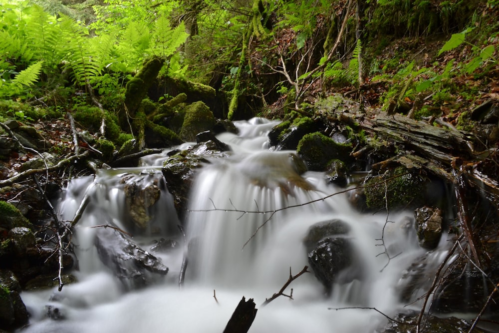 time lapse photography of waterfalls