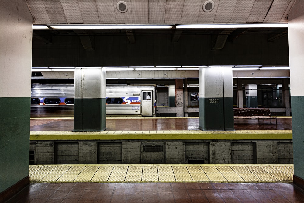 white and green train station