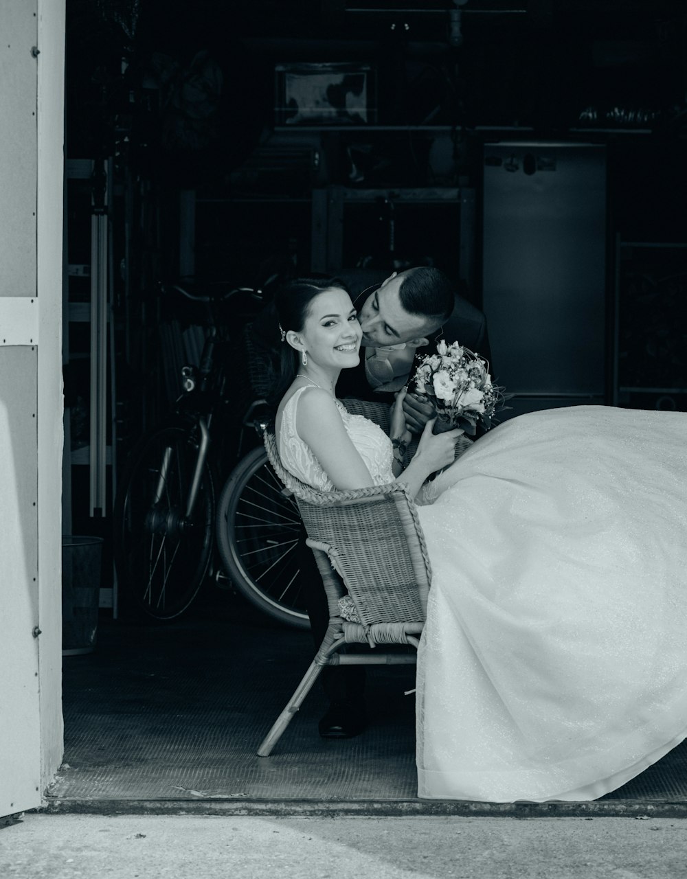 woman in white dress sitting on white chair