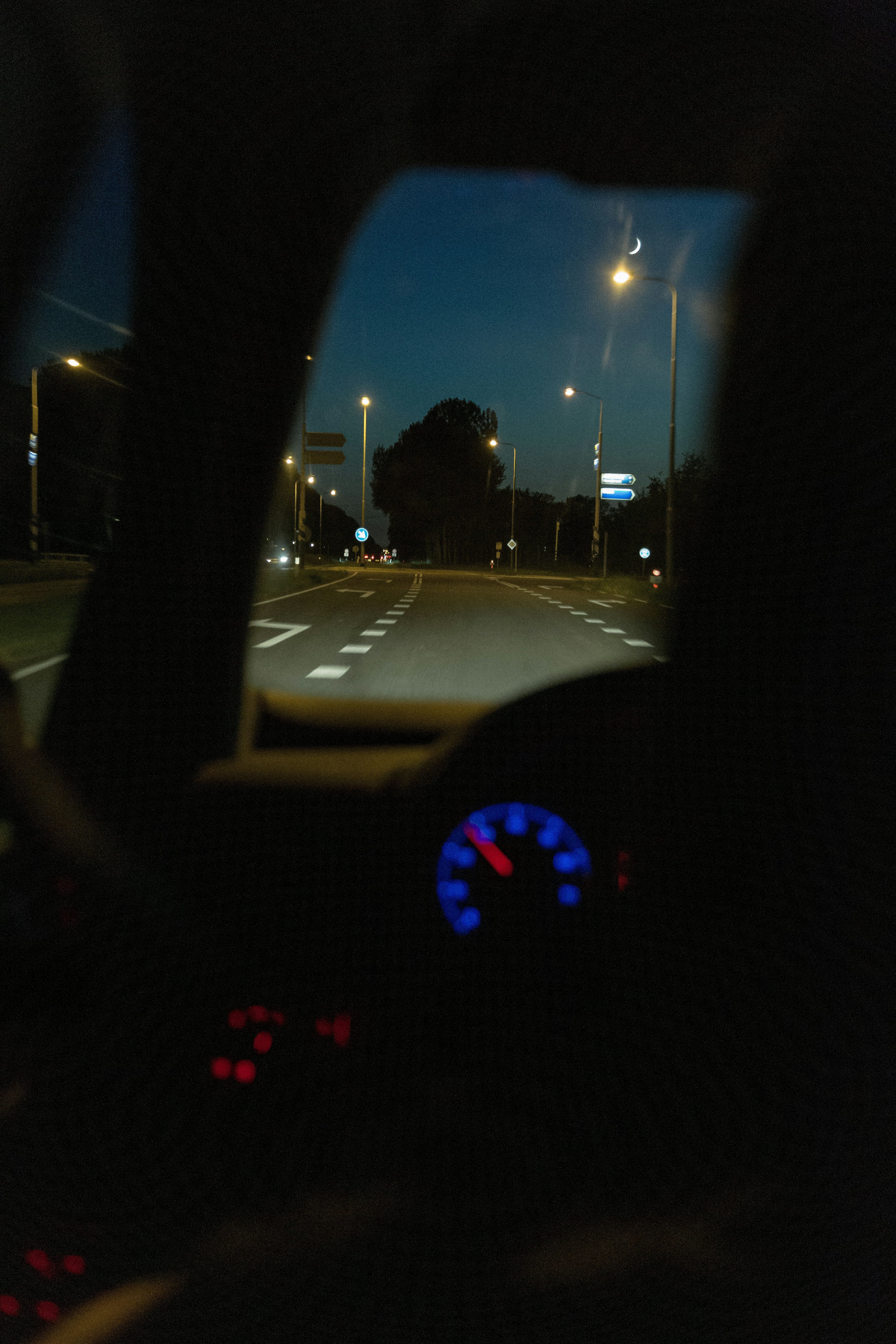 car on road during night time