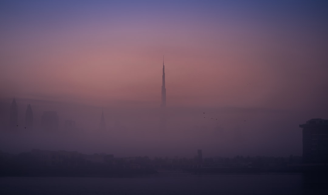 city skyline during night time