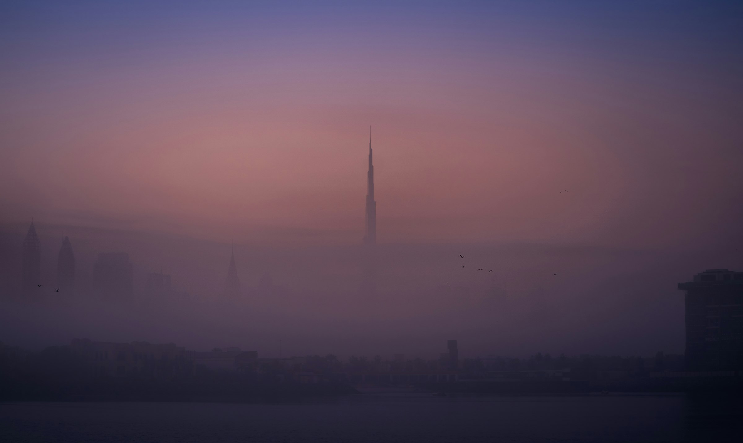 Downtown Dubai in the evening haze