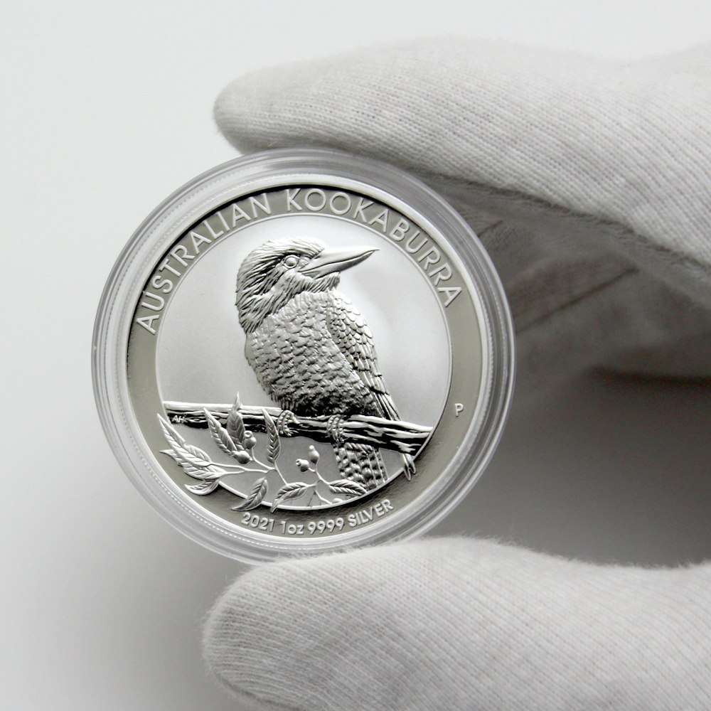 silver and gold round coin