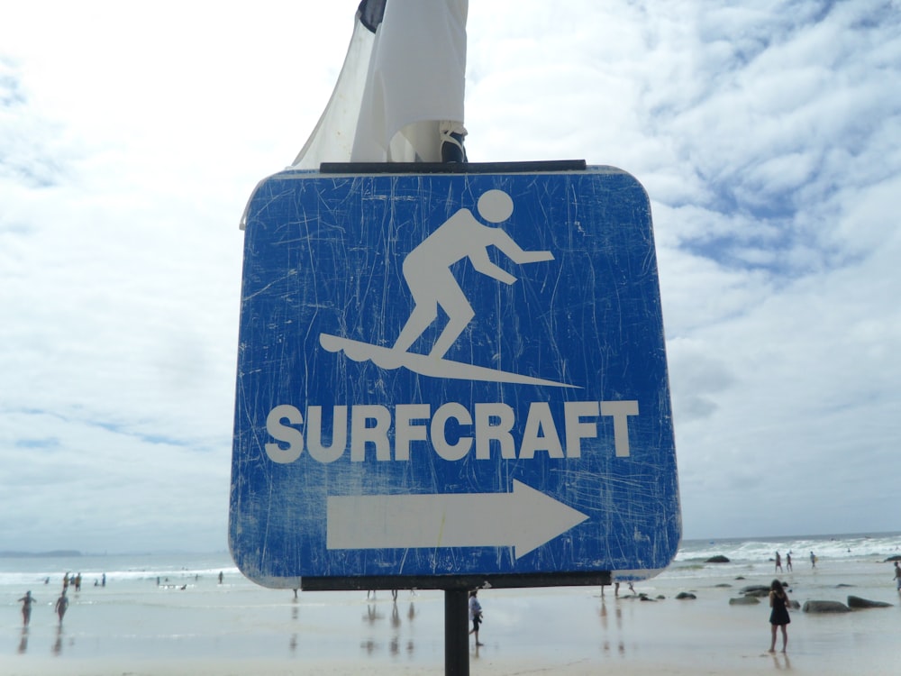 a blue sign that says surfcraft on it