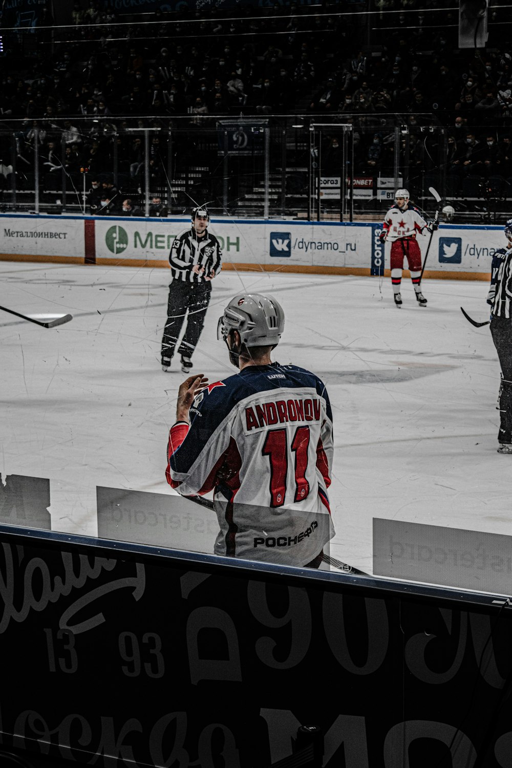 ice hockey players on ice hockey field