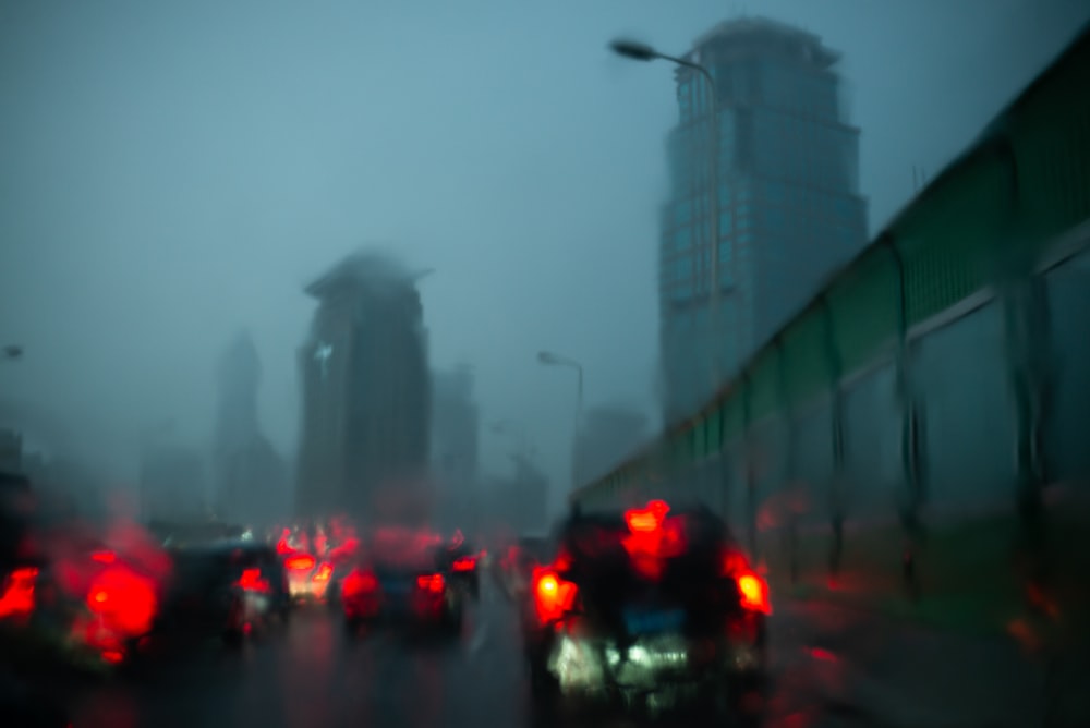 cars on road during foggy weather