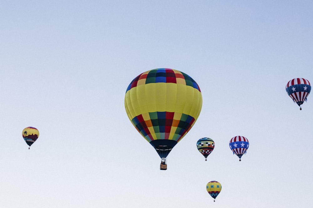 yellow green and red hot air balloon