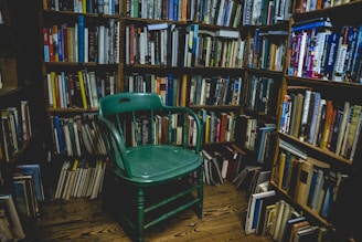 A cozy reading nook filled with books on sustainability and gardening.