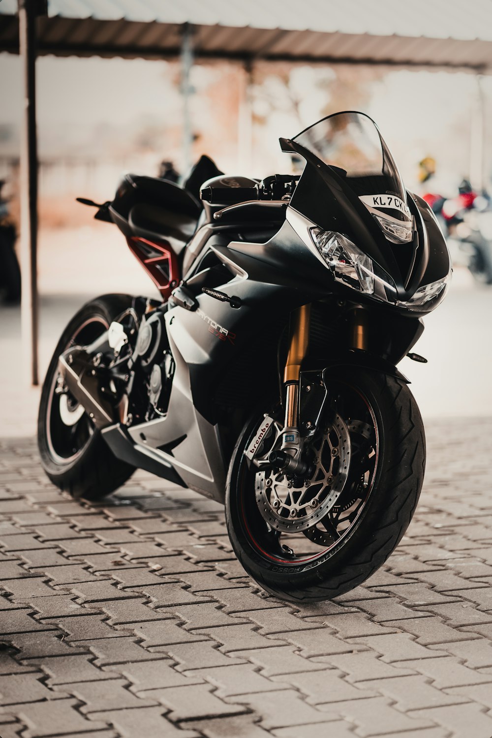 black and white sports bike