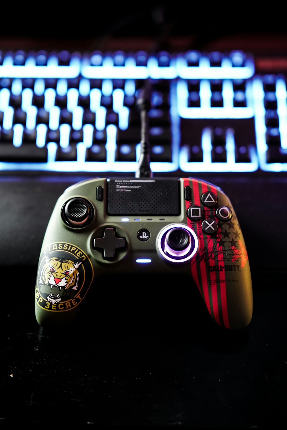 red and black game controller
