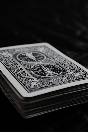 blue and white playing card