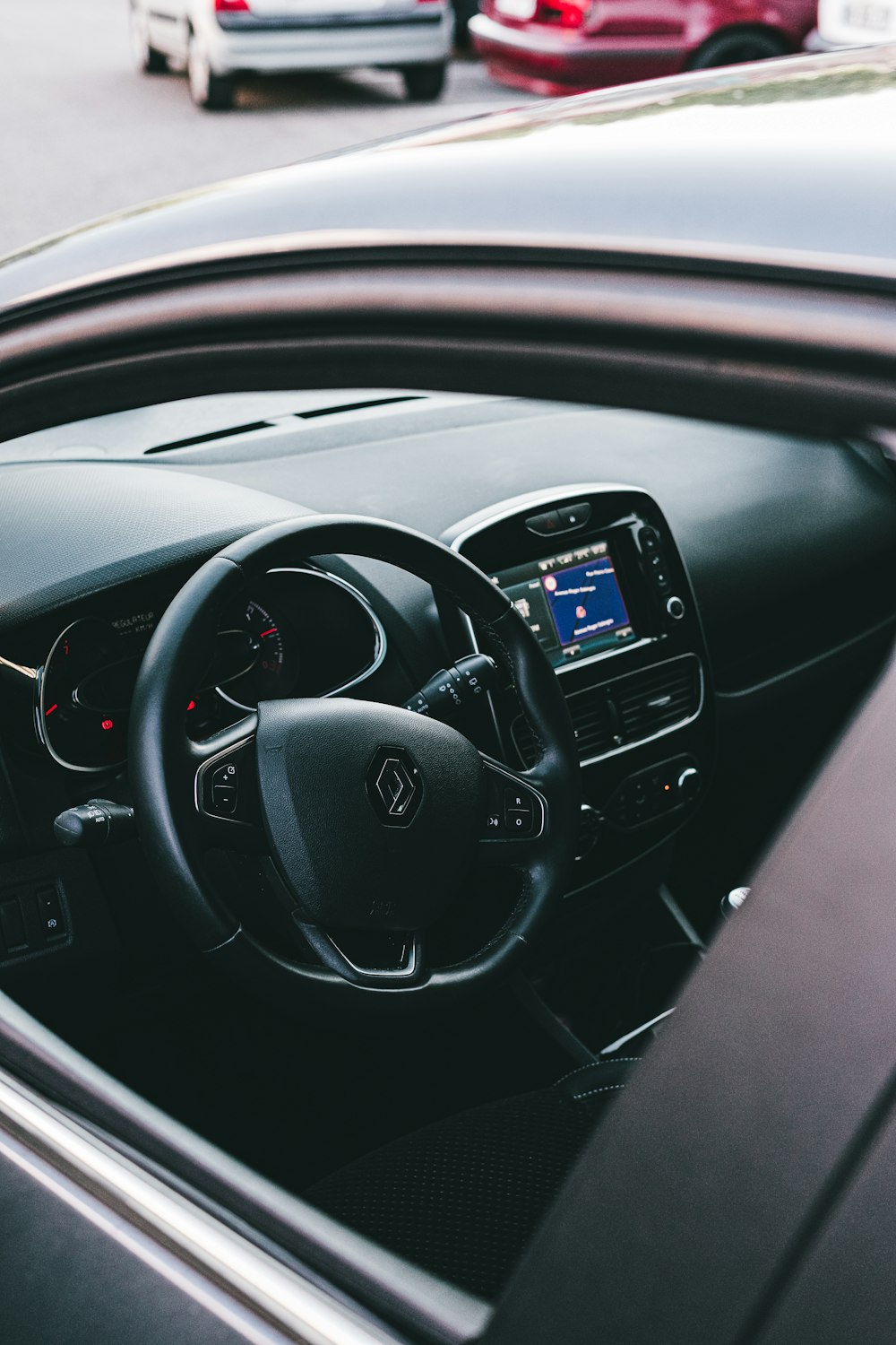 black bmw car steering wheel