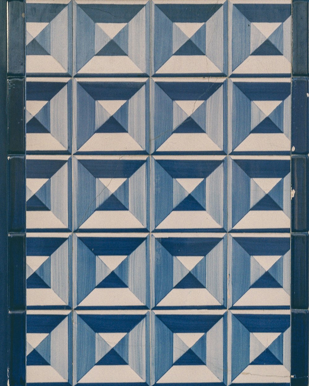 blue and white checkered wall