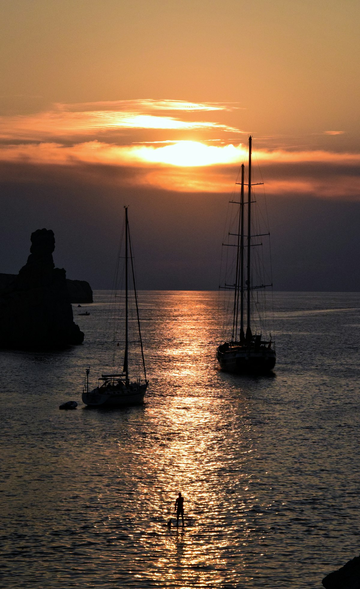 North Ibiza — Benirras beach at sunset with drum circle