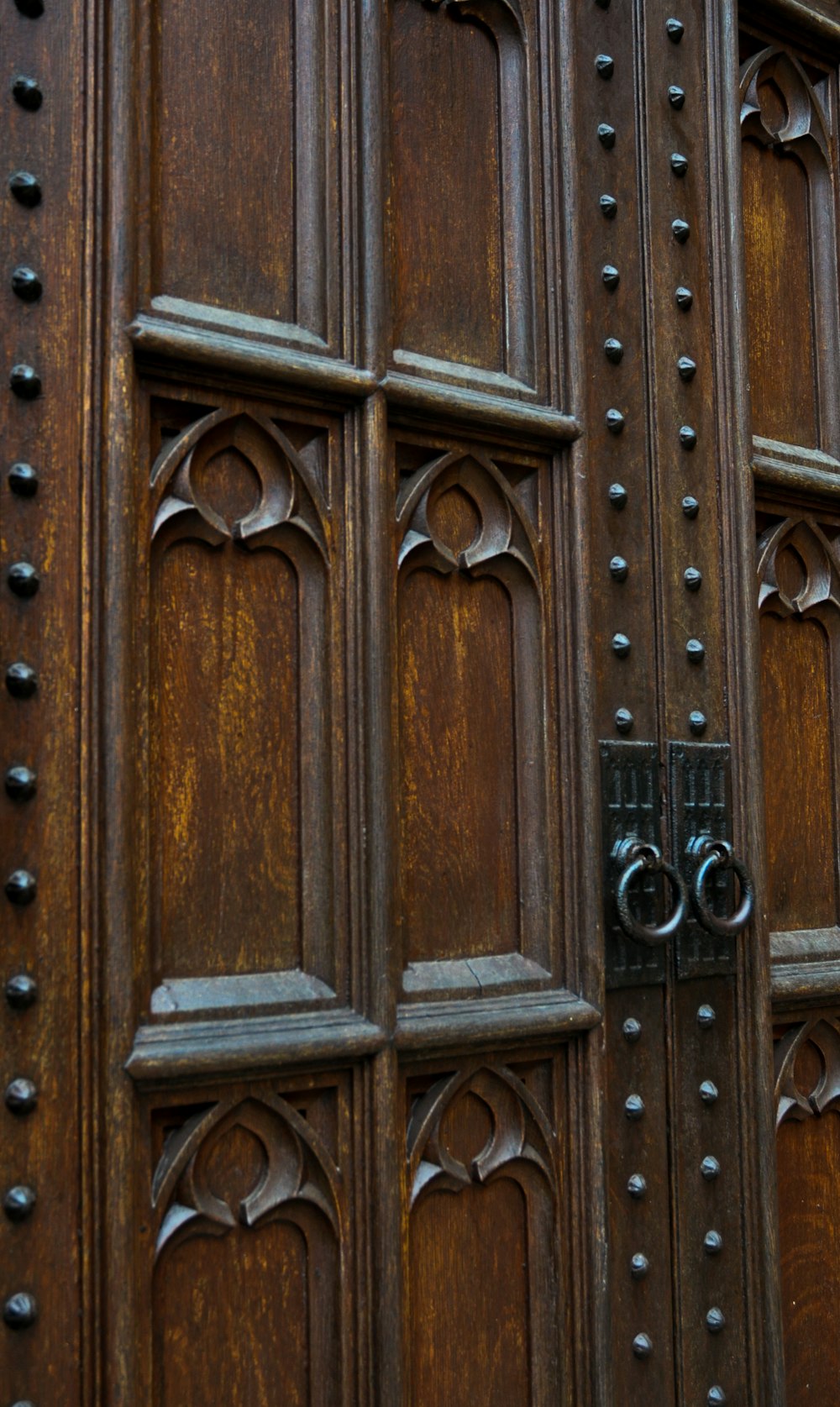 brown wooden door with black steel door knob