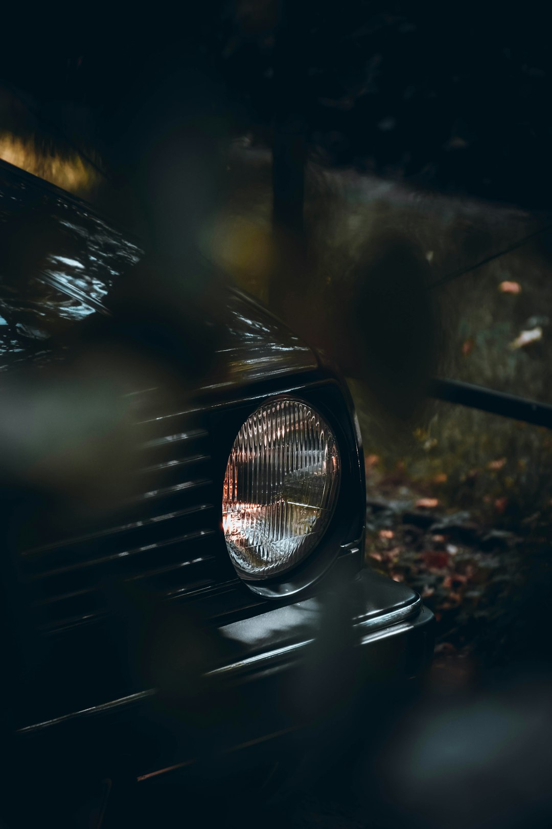 black car with light reflection