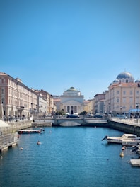 white and brown concrete building near body of water during daytime
