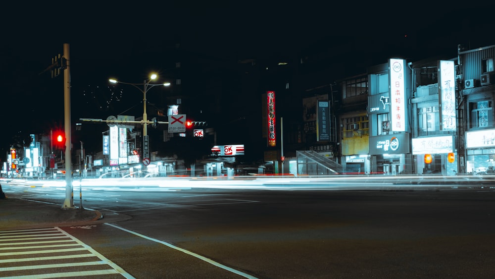 time lapse photography of city street during night time