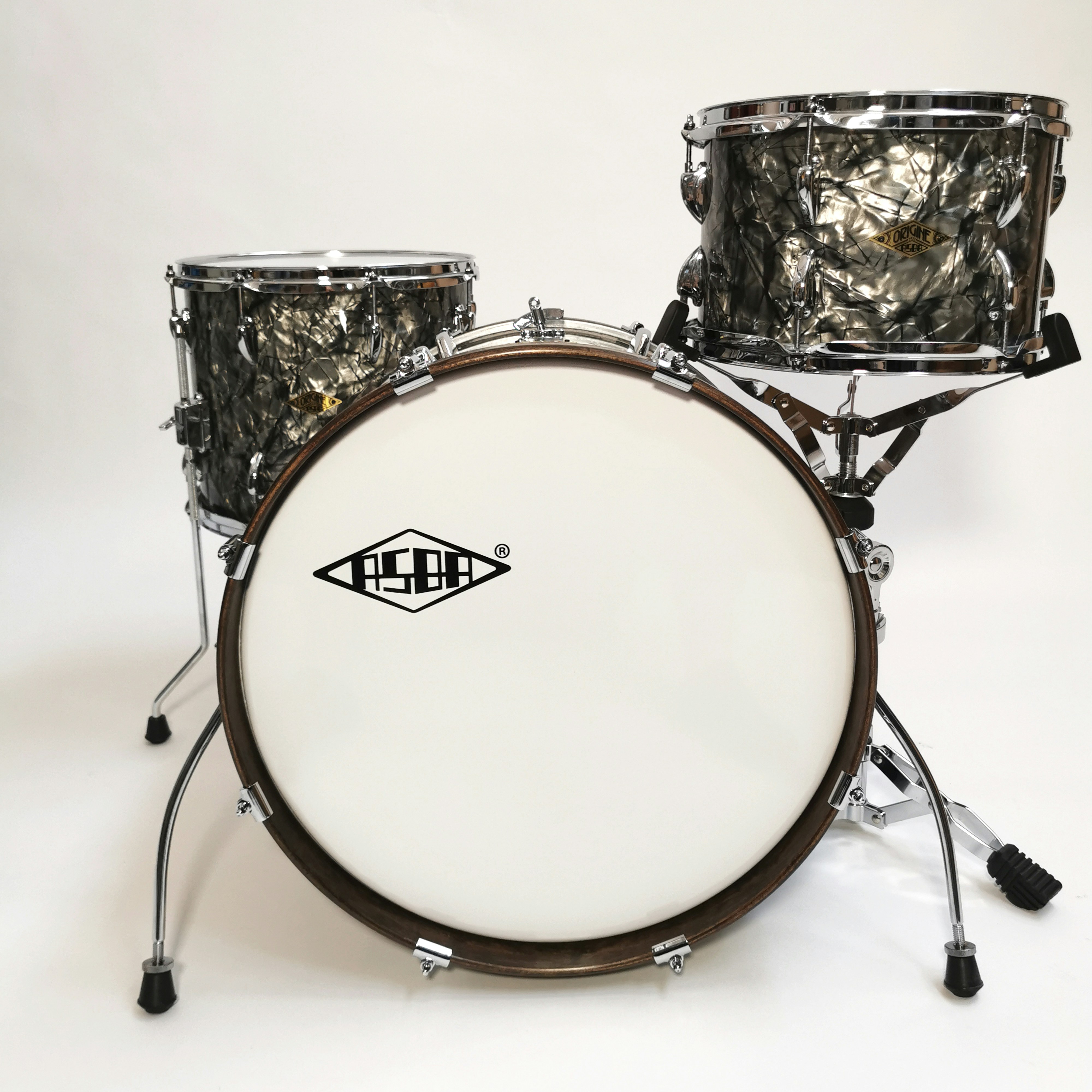 black and white drum set