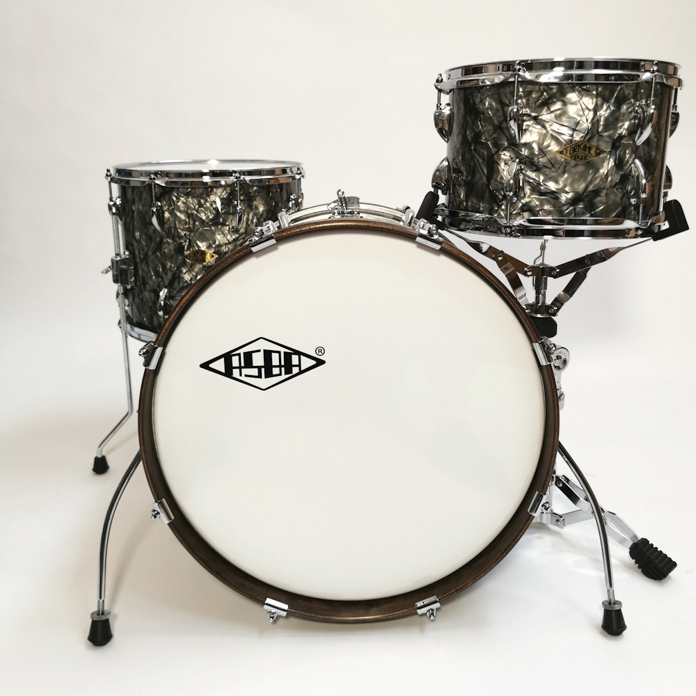 black and white drum set