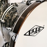 Close-up of The Beatles' classic logo painted on a drum kit.