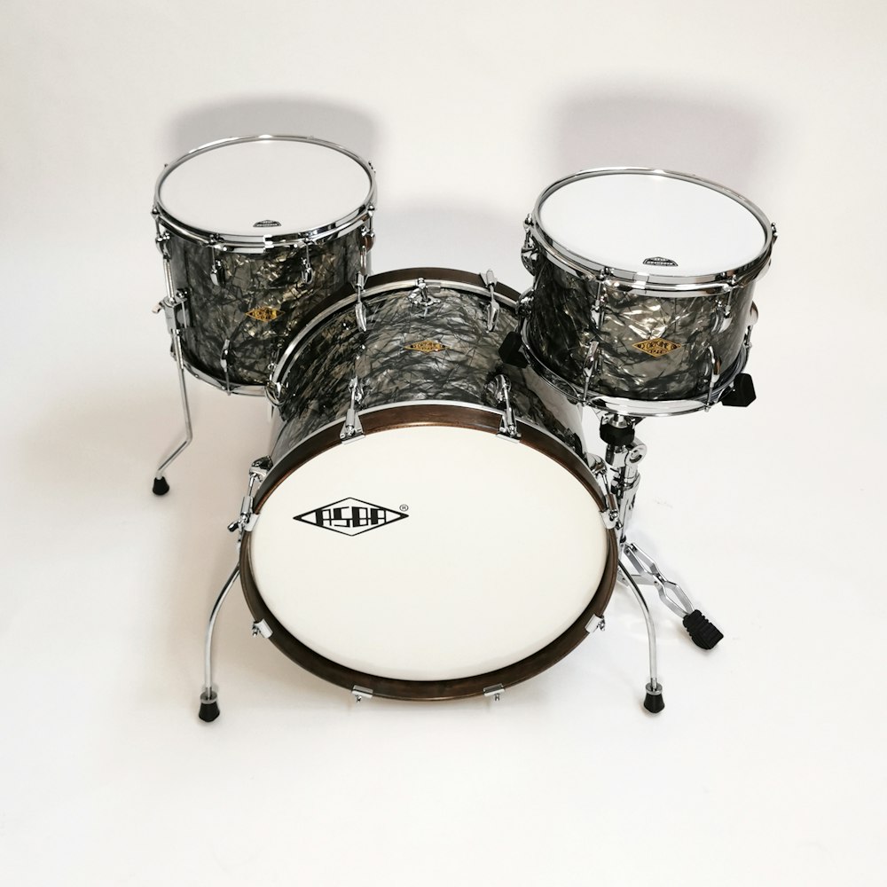 black and white drum set