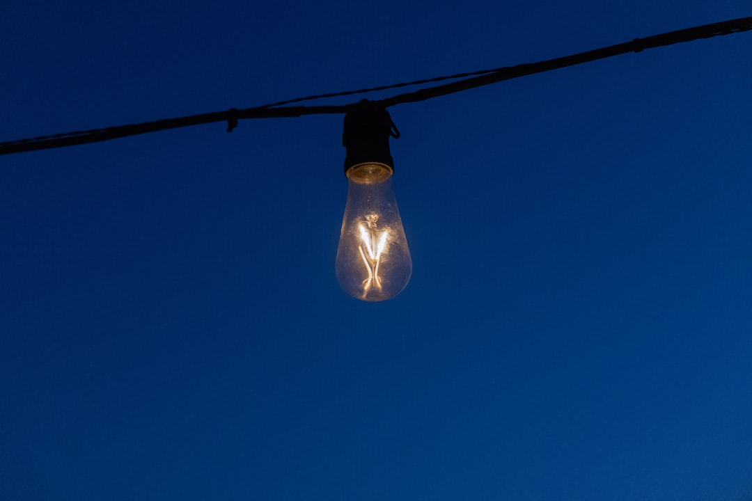 black light bulb turned on during night time