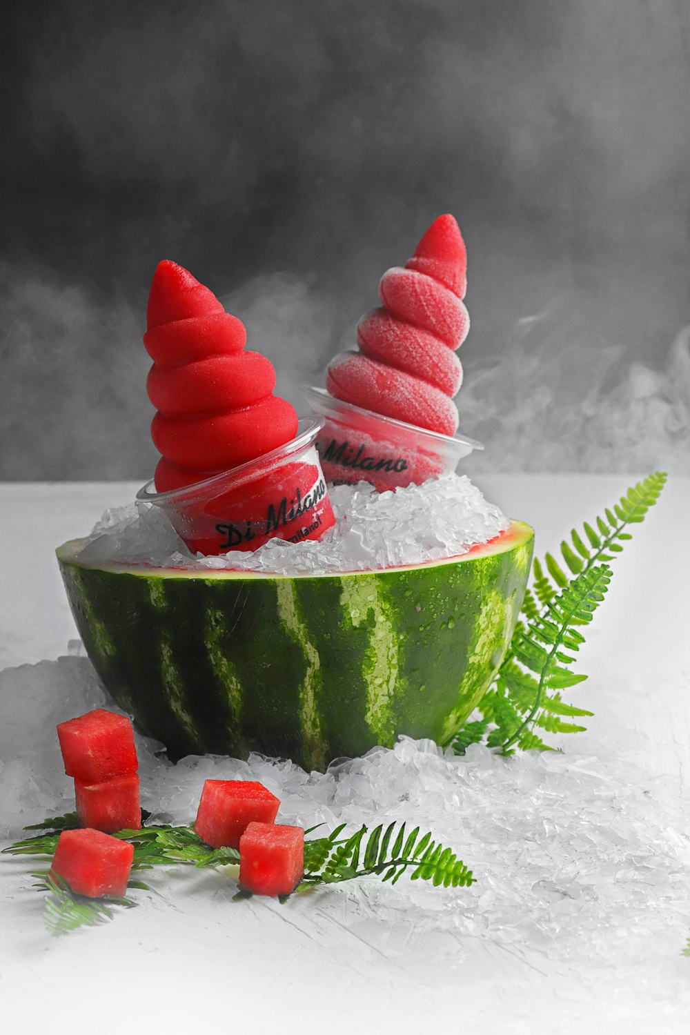 green and red ice cream on green ceramic bowl