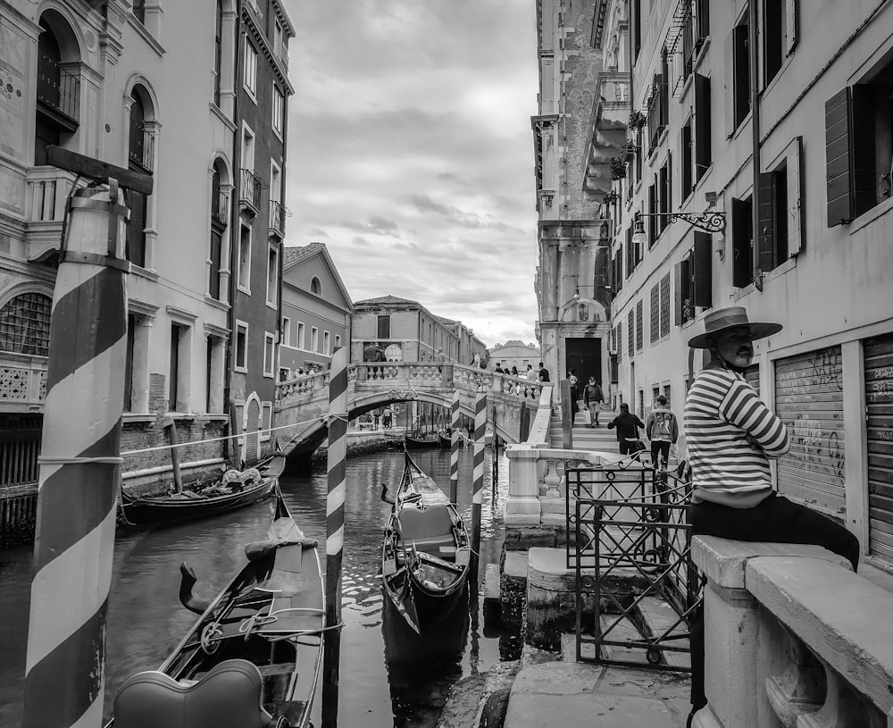 grayscale photo of venice grand canal