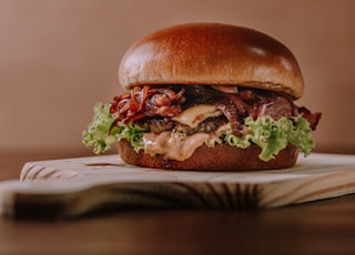 burger on white ceramic plate